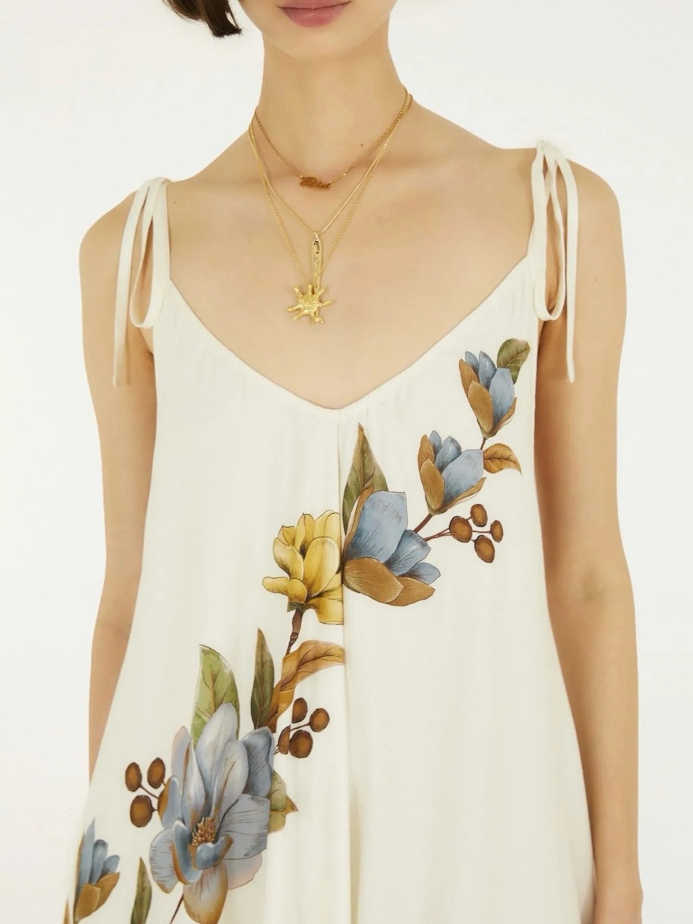 FARM Rio Cream Maxi Dress with Blue & Yellow Floral Print - Picture 2 of 4